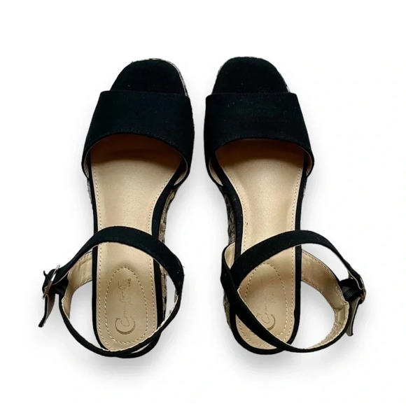 NWOT C Comfort Leopard Espadrille Cork Wedge Sandals - Picture 1 of 4